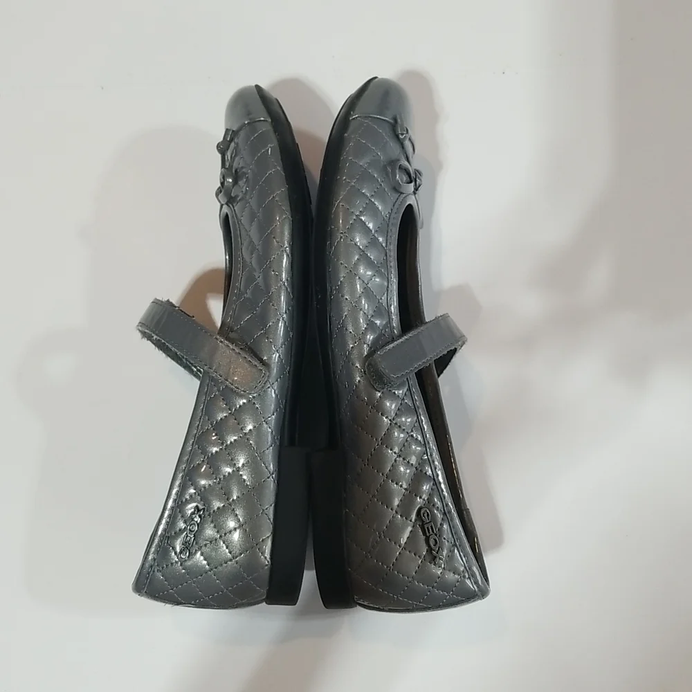 GEOX RESPIRA Plie Mary Jane Gray Silver Quilted Flat